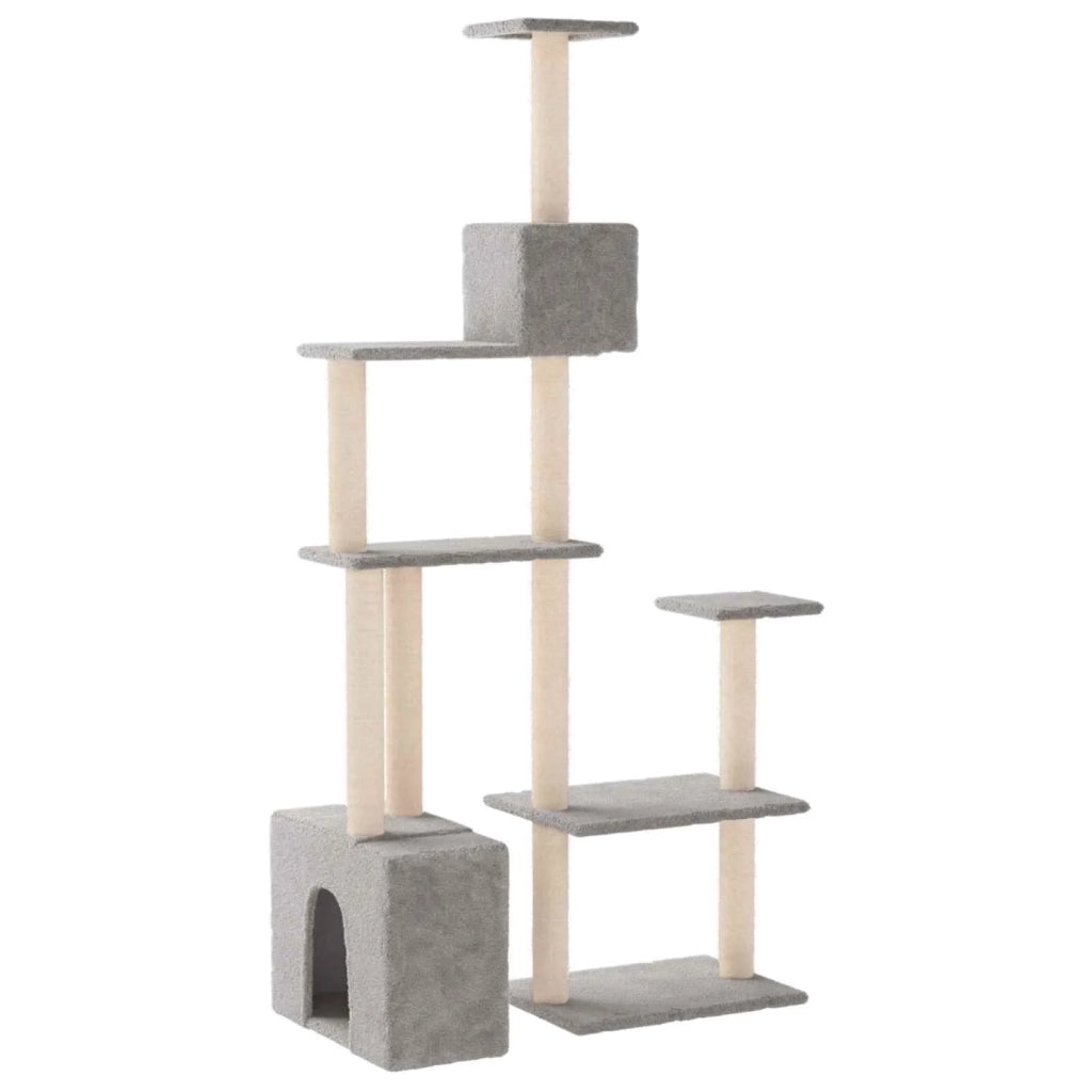 Albero per gatti con pali per graffiare in sisal Grigio Chiaro