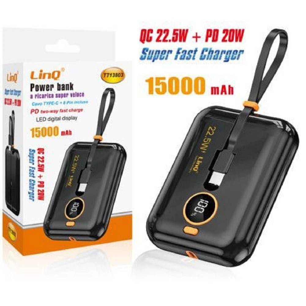 Trade Shop - Powerbank Ricarica Super Veloce 15000mah Qc22.5w+pd20w Display Digitale Tt13803 -