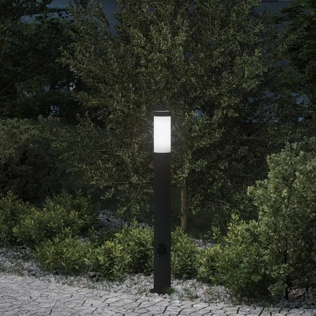 Lampada a paletto con presa elettrica 80 cm Acciaio Inox IP44 4006037