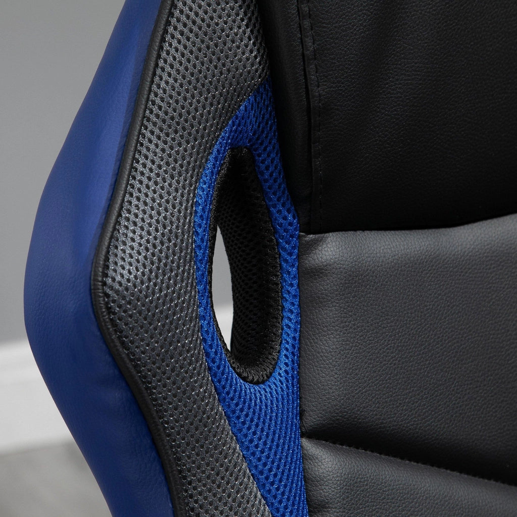 Sedia da Gaming Girevole Reclinabile in Similpelle  Nera e Blu