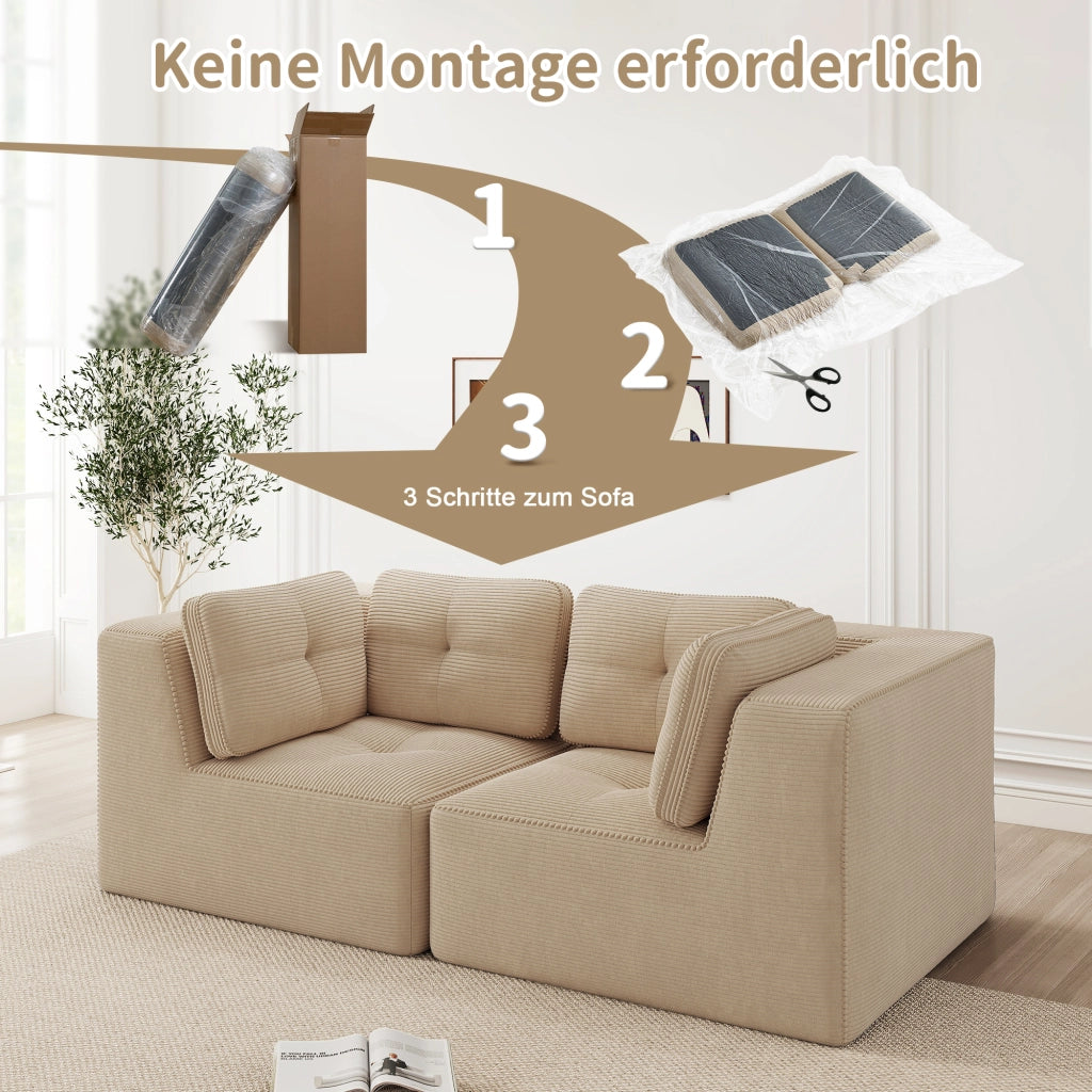 DIVANO ANGOLARE MODULARE IN CORDUROY BEIGE