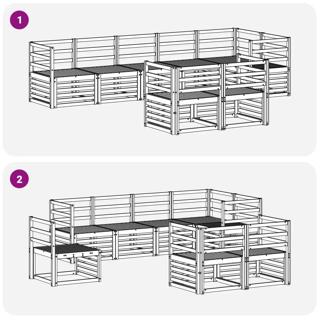 Set divani 8 pcs Naturale Legno di Acacia Massello