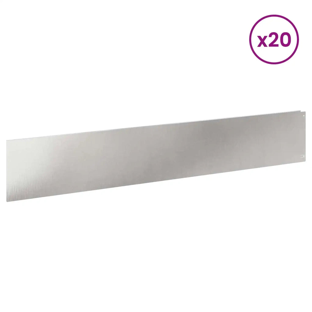 Bordura per Prato 20 pcs 100 x 18 cm Acciaio Argento 8008846