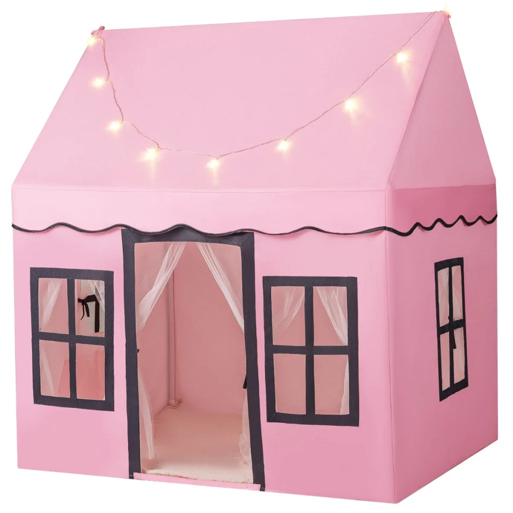 Tenda da gioco 121 x 101 x 137 cm per 3-4 bambini con tappetino antiscivolo design accogliente in cotone poliestere rosa 20_0017981
