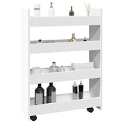 Carrello portaoggetti stretto a 4 ripiani bianco in legno ingegnerizzato 855259