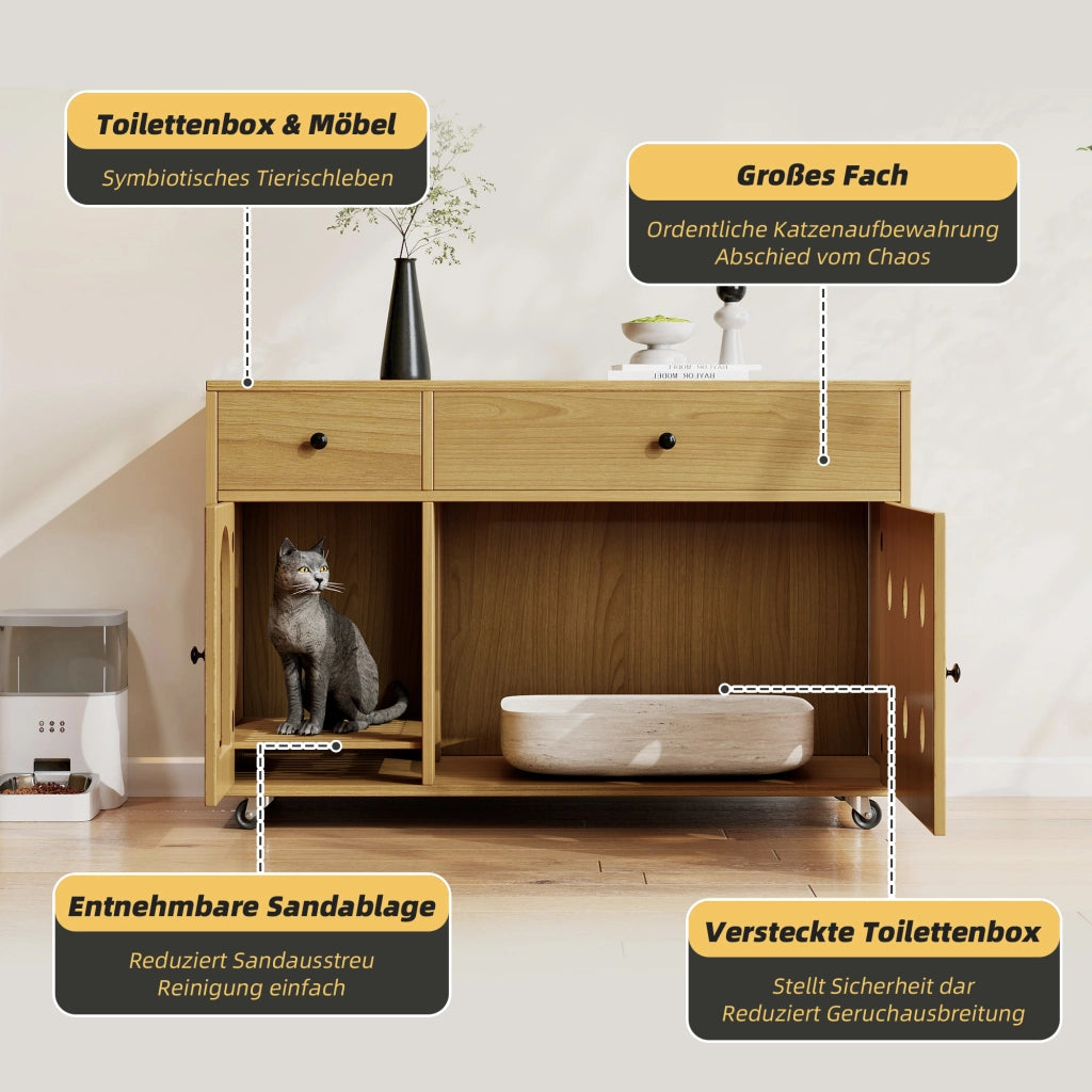 ARMADIO LETTIERA GATTI 100x45x66 cm in MDF Colore naturale