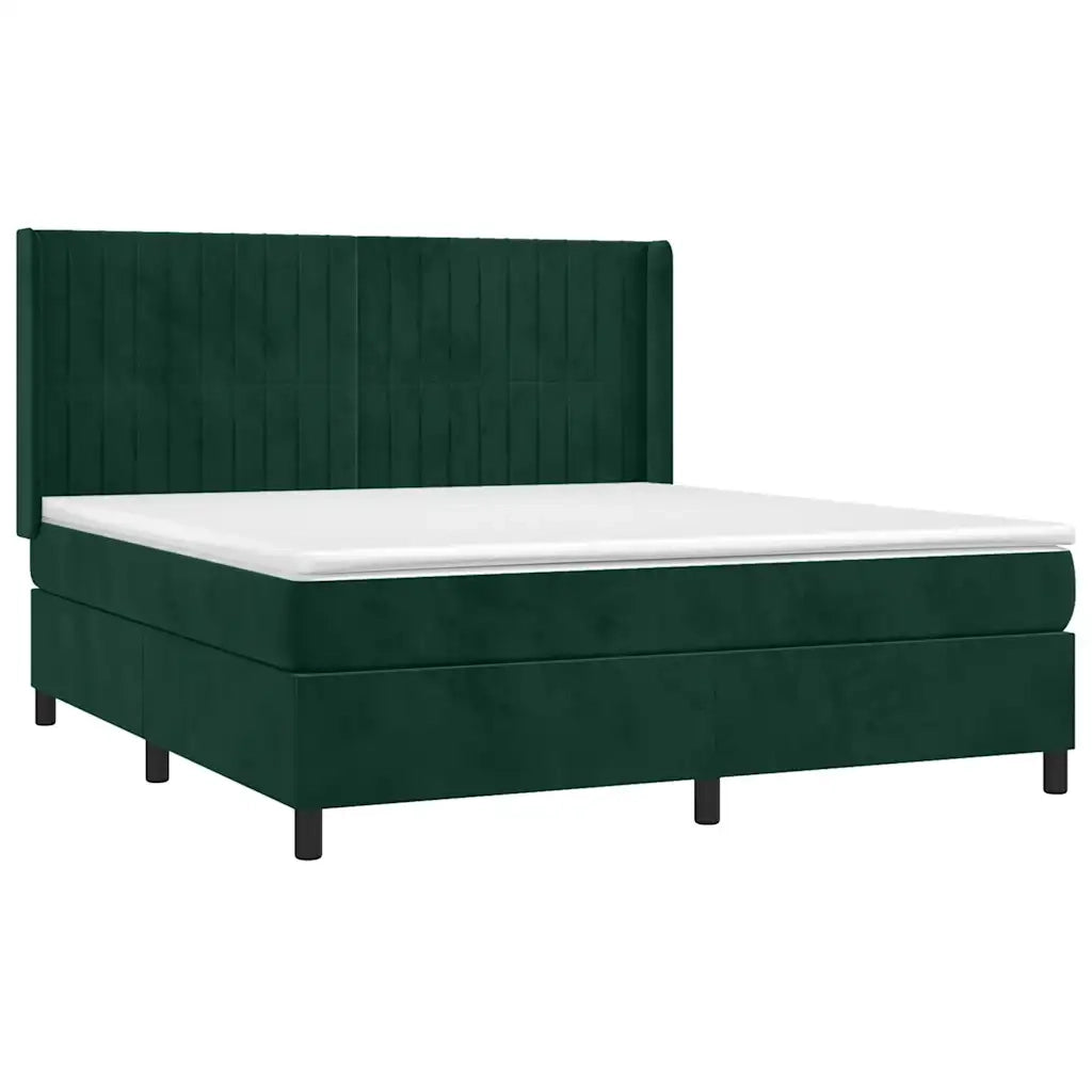 Giroletto a Molle con Materasso Verde Scuro 180x200 cm Vellutocod mxl 98749