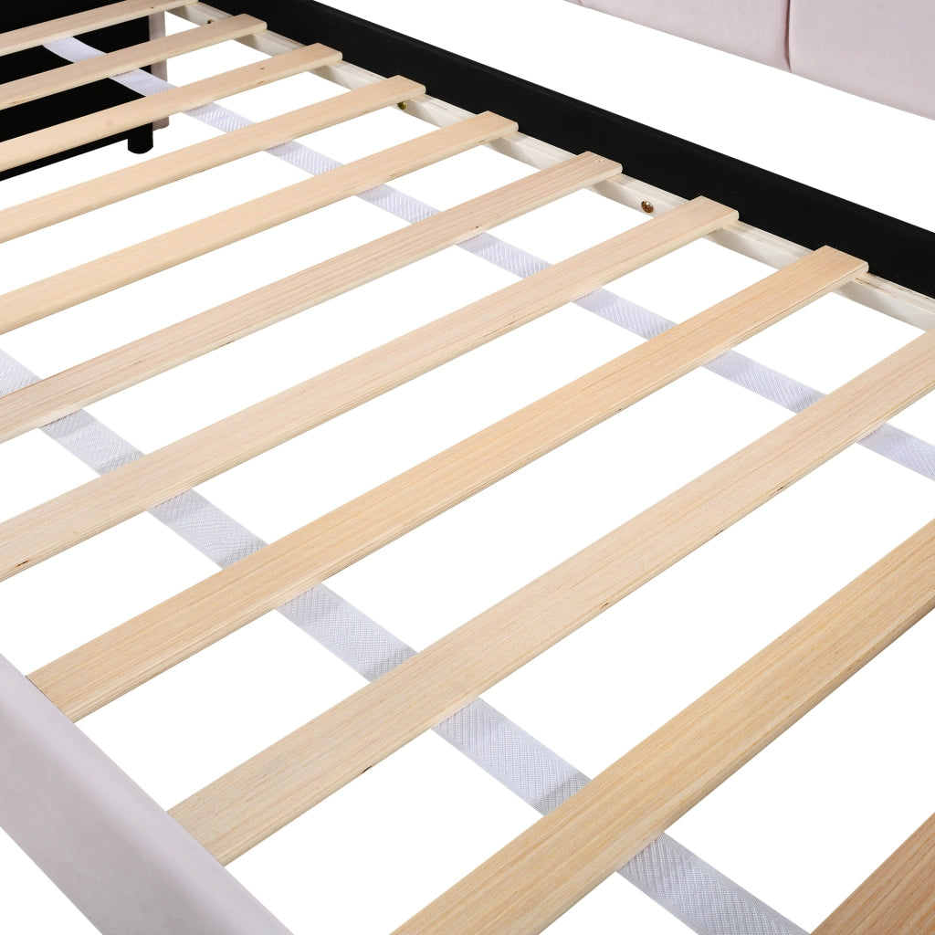 Letto estraibile singolo 90×200 cm con LED regolabile e rete; senza materasso; velluto; rosa