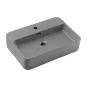 Lavabo rettangolare da appoggio 55x38 cm in ceramica grigio chiaro opaco