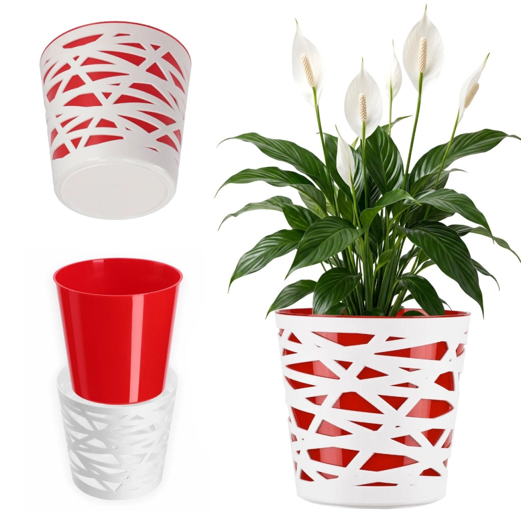 KADAX - Inserto in plastica per vaso di fiori e piante, 13 cm, rosso