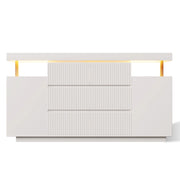 Credenza con 6 cassetti; 2 ante e illuminazione LED - per soggiorno - in MDF e metallo - 150×40×78 cm - bianco
