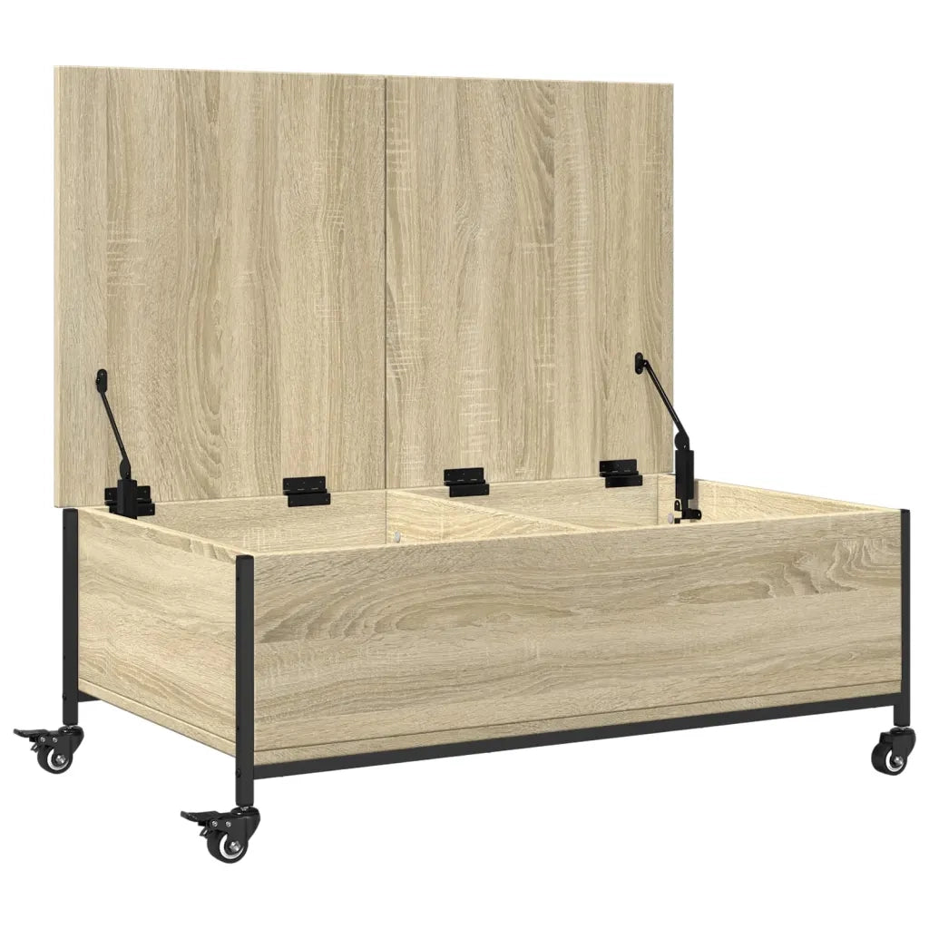 Tavolino da salotto | Tavolino da caff¨¨ | Tavolino da Soggiorno con Ruote Rovere Sonoma 91x55x34 cm Legno Multistrato