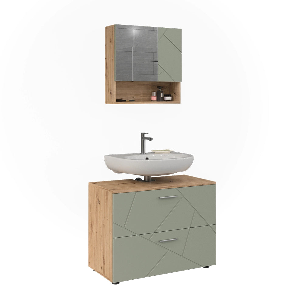 Vicco Set di mobili da bagno Verde salvia 2 parti