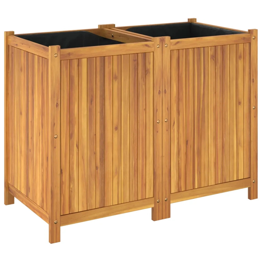 Fioriera Giardino con Rivestimento-Vaso da Esterno-Contenitore per Piante 100x50x75 cm Massello Acacia
