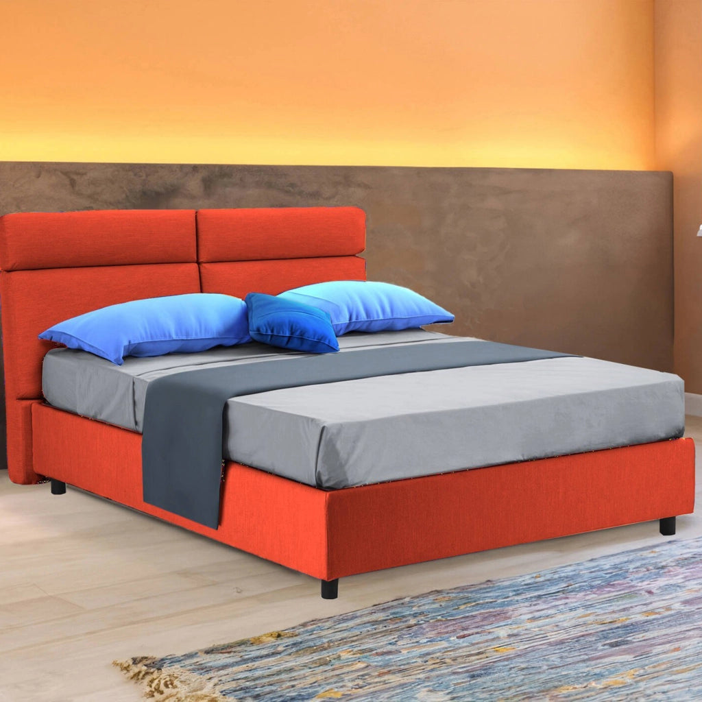 Letto Matrimoniale Annus, Letto Matrimoniale Materasso Incluso Made in Italy, Arancione