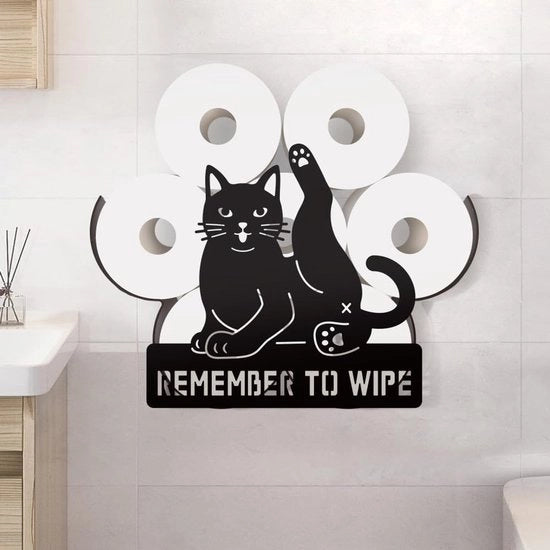 Organizzatore per carta igienica decorativo metallico, catena di 8, per parete, con supporto per gatto.