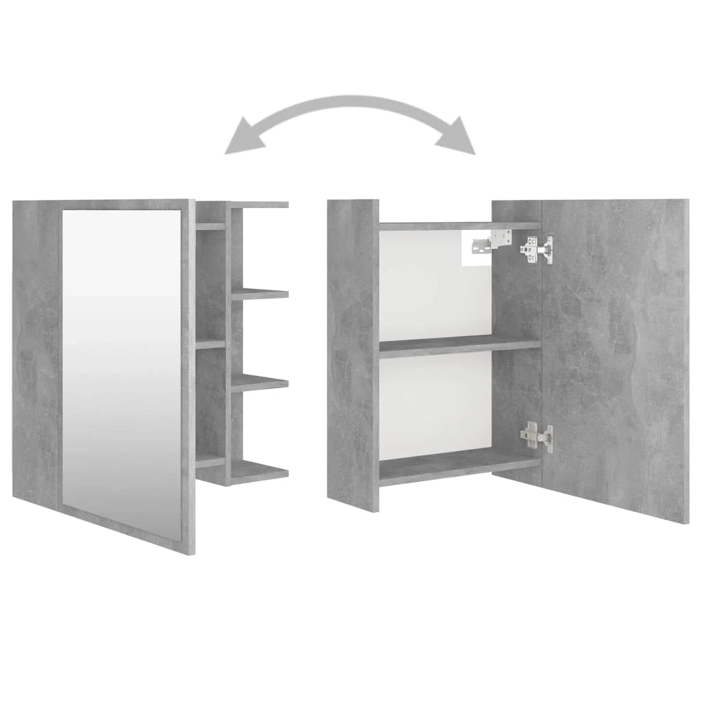 Mobiletto specchio da bagno 62,5 x 20,5 x 64 cm in truciolare grigio 02_0006687