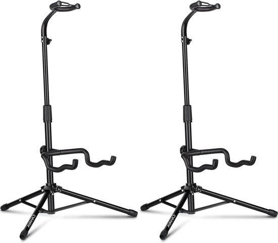 Standaard per chitarra con supporto per il collo - Regolabile e pieghevole - Stativo universale per chitarra acustica e elettrica - Basso - Banjo - Set da 2 pezzi