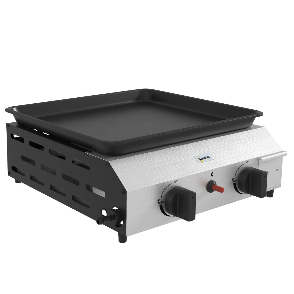 Piastra Barbecue a Gas ¨C zephmum ¨C 2 Bruciatori 4.8kw Argento
