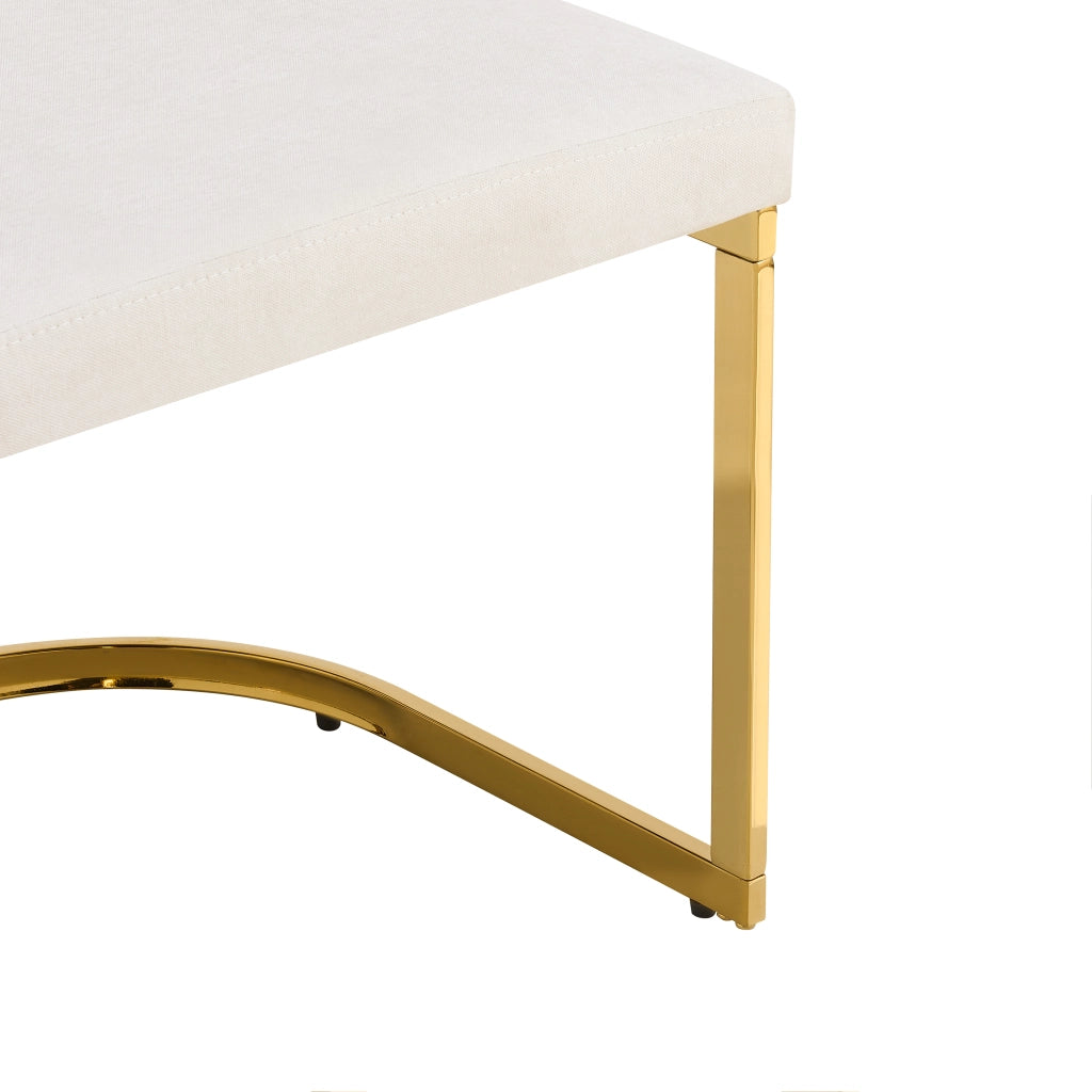 2 sedie da pranzo in Chenille beige e oro, schienale doppio, gambe in metallo galvanizzato, design moderno
