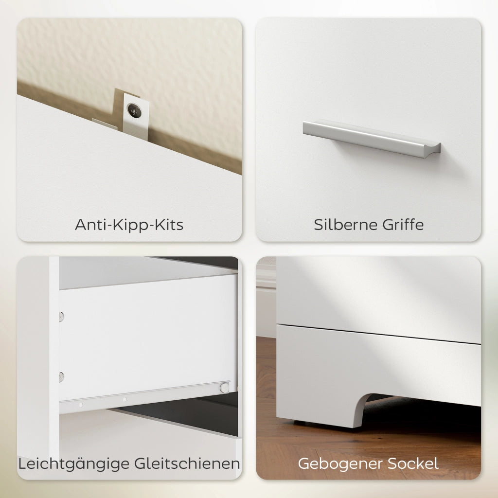 Libreria con vetrina e cassetti ¨C Zephmum ¨C Bianco 79x39.5x180 cm