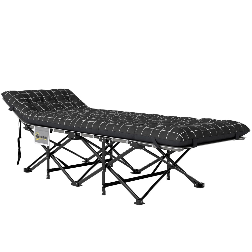 Letto da campeggio pieghevole con materasso ¨C zephmum ¨C Nero, metallo, 90x200 cm