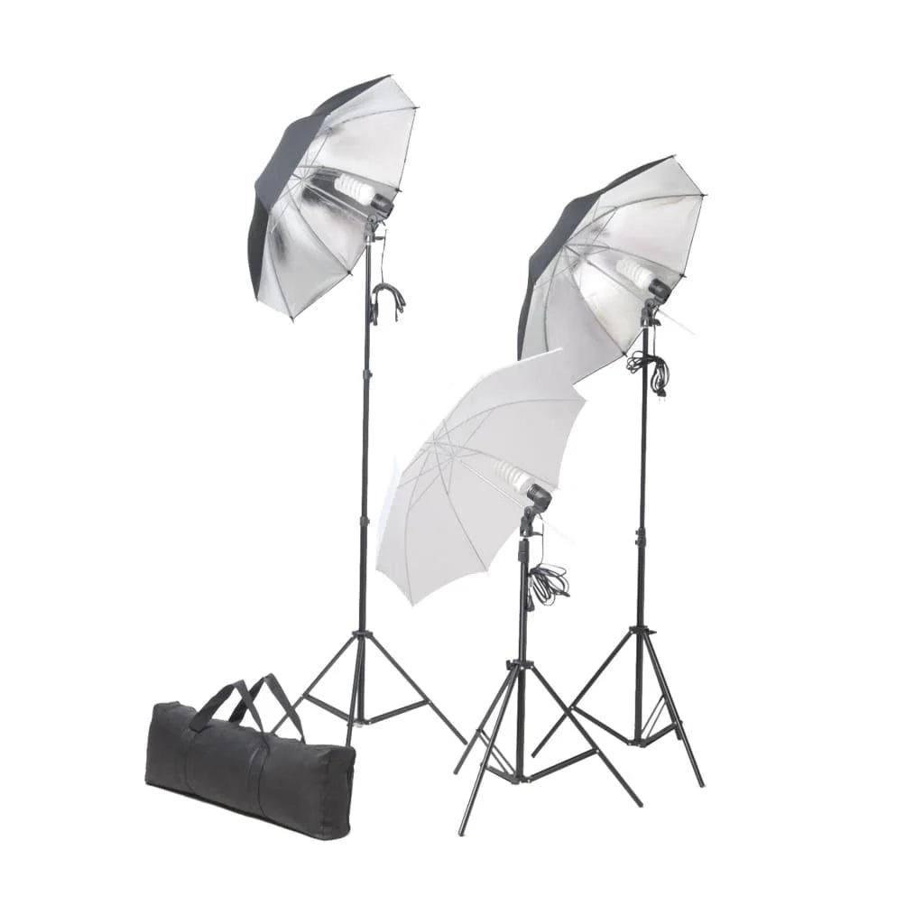 Kit di illuminazione professionale da studio con treppiedi e ombrelli 24 watt 02_0001411