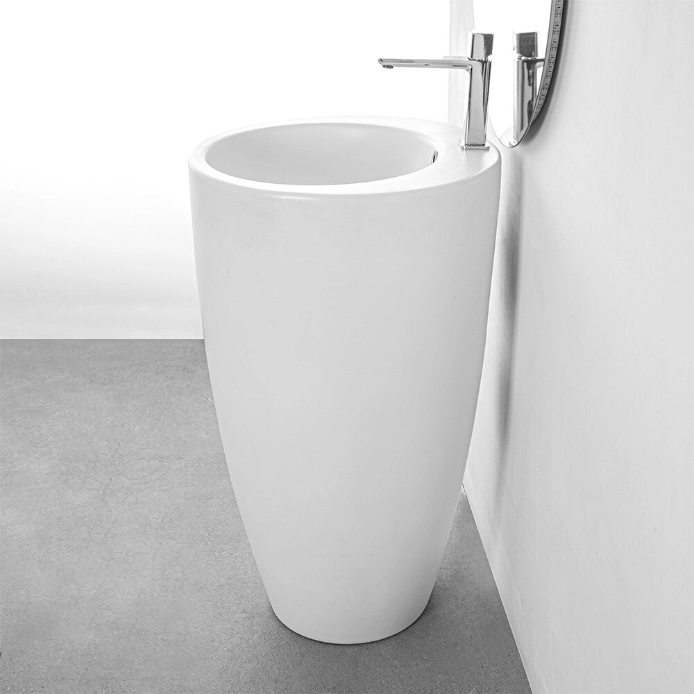 Lavandino freestanding 50x85h cm in ceramica bianco opaco Tokyo
