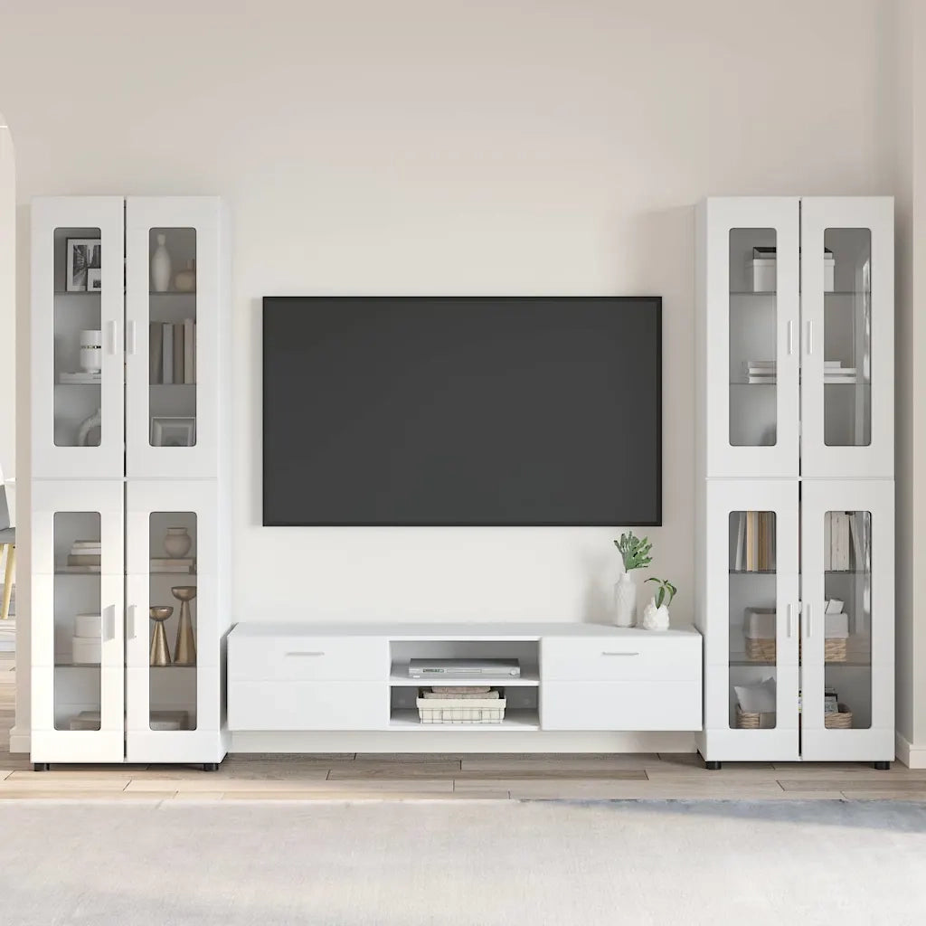 Set mobile TV con cassetto FLORIN Bianco Legno multistrato