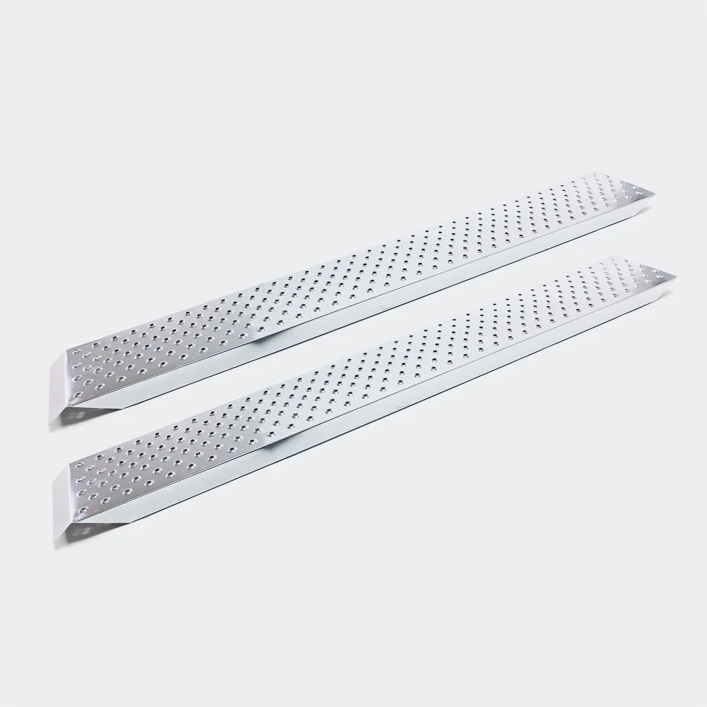 Set di 2 rampe di carico in acciaio zincato rotaia di collisione 160 x 22,5 cm fino a 400 kg grigio 3416052