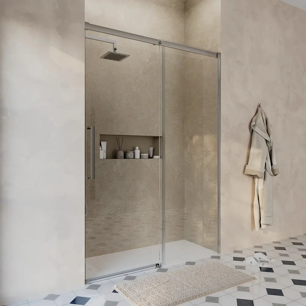Porta doccia 150cm apertura scorrevole profili cromo vetro 8mm h195 | Antille
