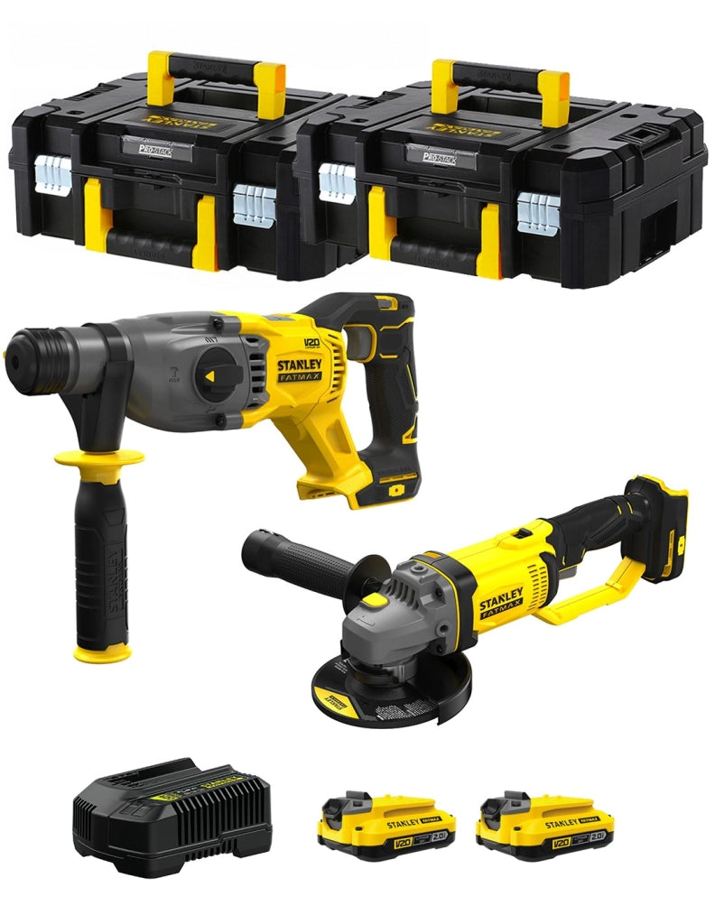 STANLEY FatMax Kit SVK202 (SFMCH900 + SFMCG400 + 2 x 2,0 Ah + Caricabatteria + 2 x TSTAK II)