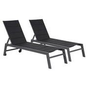 Set di 2 lettini BARBADOS in textilene nero - alluminio grigio antracite