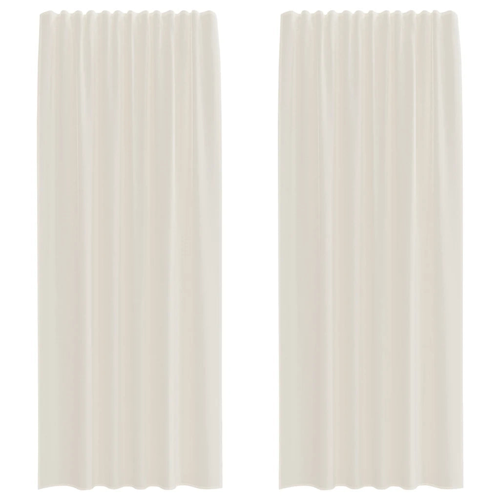 Tende in Voile con Tasche per Aste 2 pz Crema