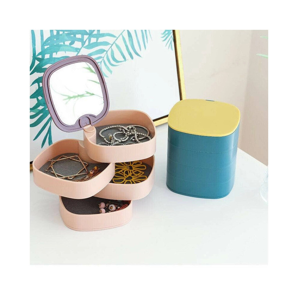 Trade Shop - Organizer Per Trucco Cosmetici Accessori Casa Con 4 Cassetti Espositore Specchio -