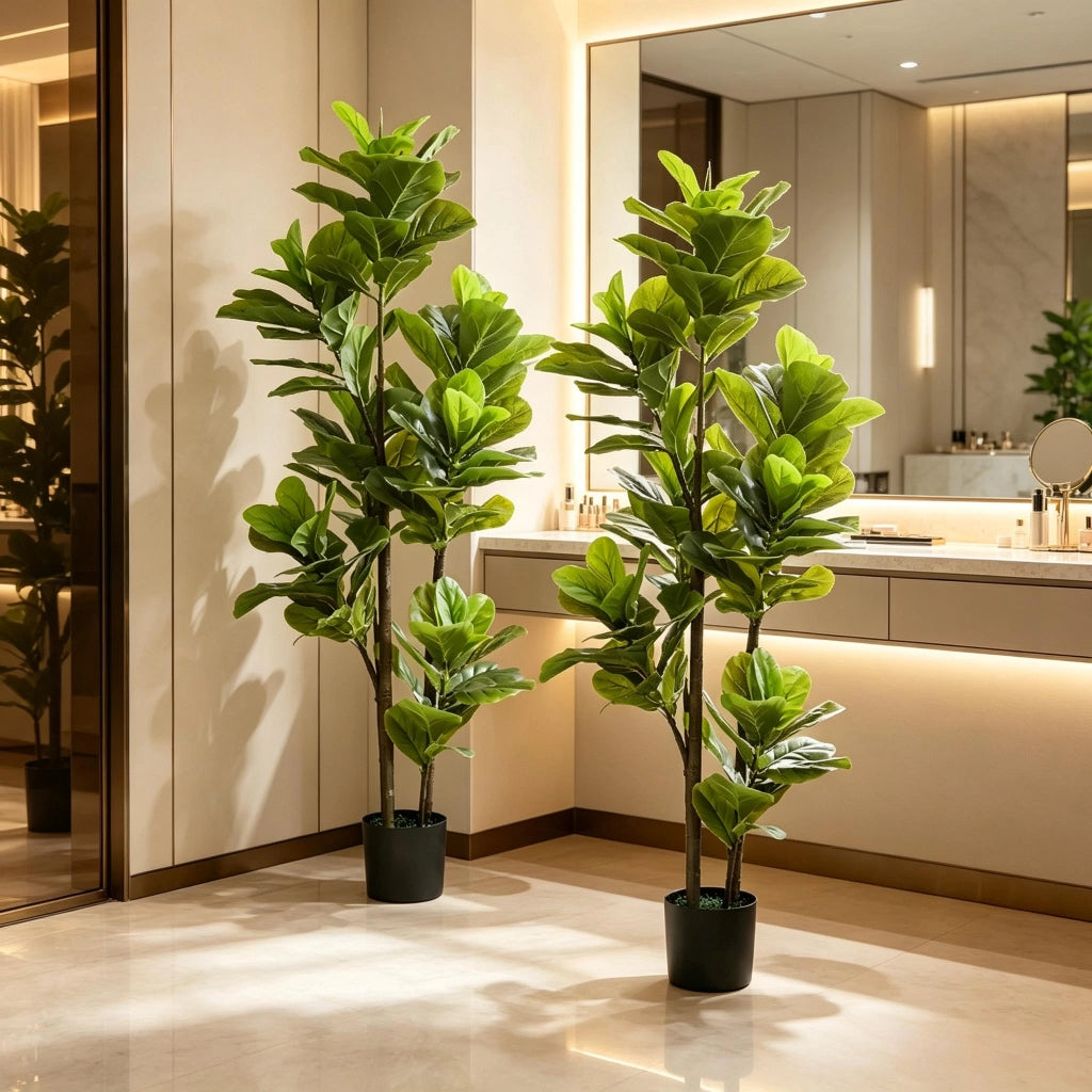 PIANTA ARTIFICIALE Ficus lyrata 150 cm Verde Set da 2 pezzi
