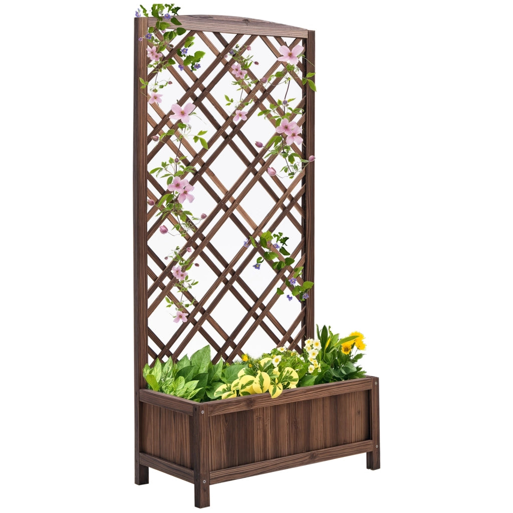Jardinera con Celos¨ªa di Legno per Piante Rampicanti ¨C Zephmum ¨C 60x30x122,5 cm Marrone