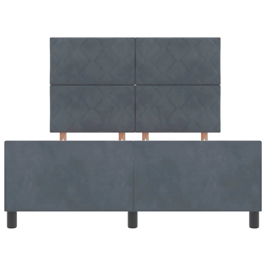 Letto a molle con testiera Grigio scuro 140 x 200 cm Velluto 3345012