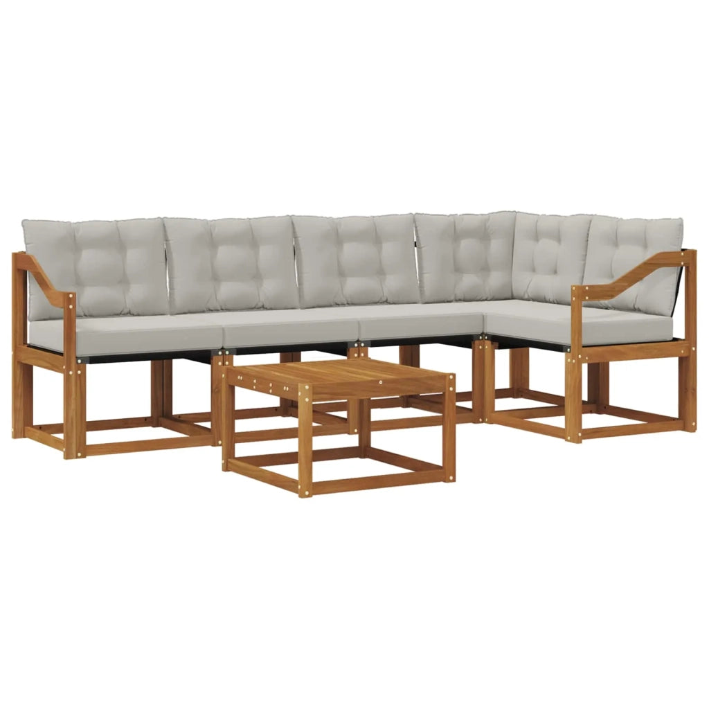 Set di divani da esterno 6 pcs Grigio Naturale e Chiaro