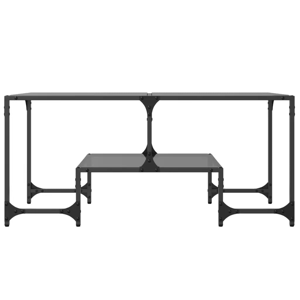 Tavolino con Piano in Vetro Nero 98,5x50x45 cm Acciaio 846015