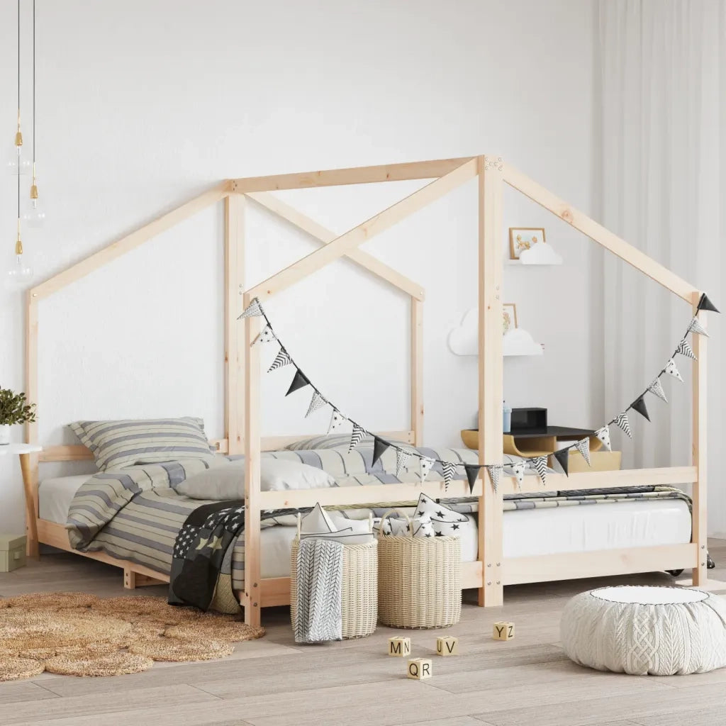 Giroletto per Bambini | Letto Infantile | Lettino 2x(90x200) cm in Legno Massello di Pino