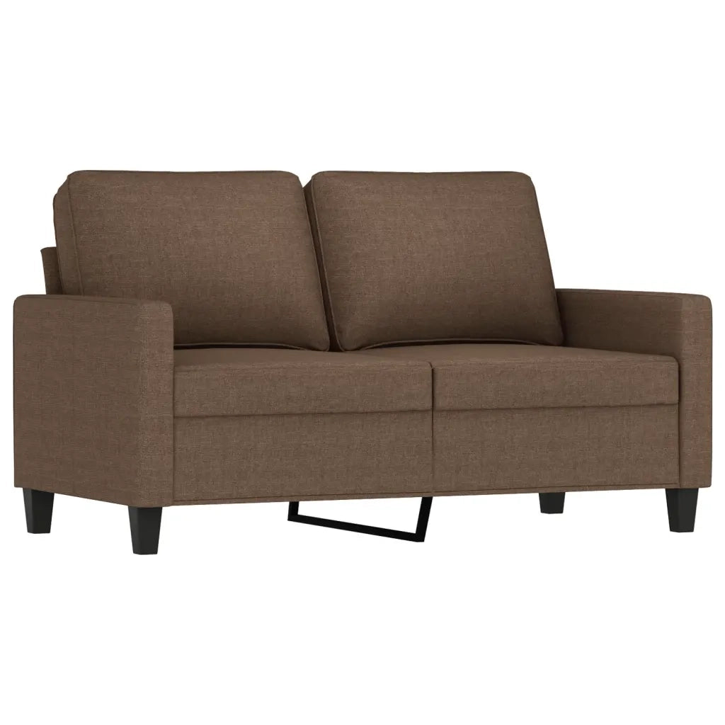 Set di Divani 4 pz con Cuscini Marrone in Tessuto