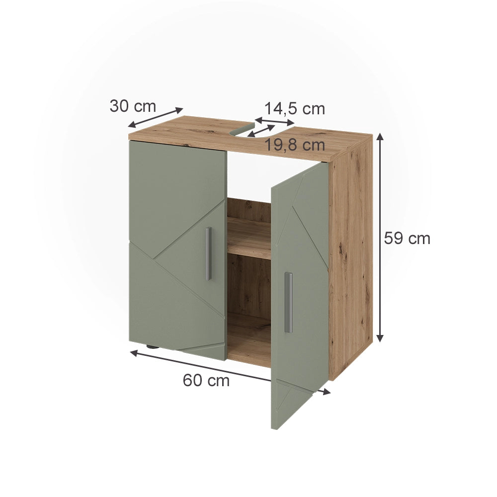 Vicco Mobile sottolavabo per bagno Verde salvia 60 x 59 cm
