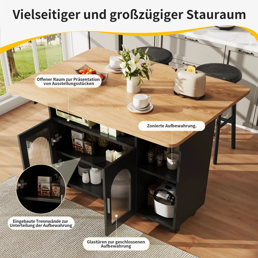 CARRELLO CUCINA Pieghevole 120x30x79,5 cm MDF Nero e Naturale