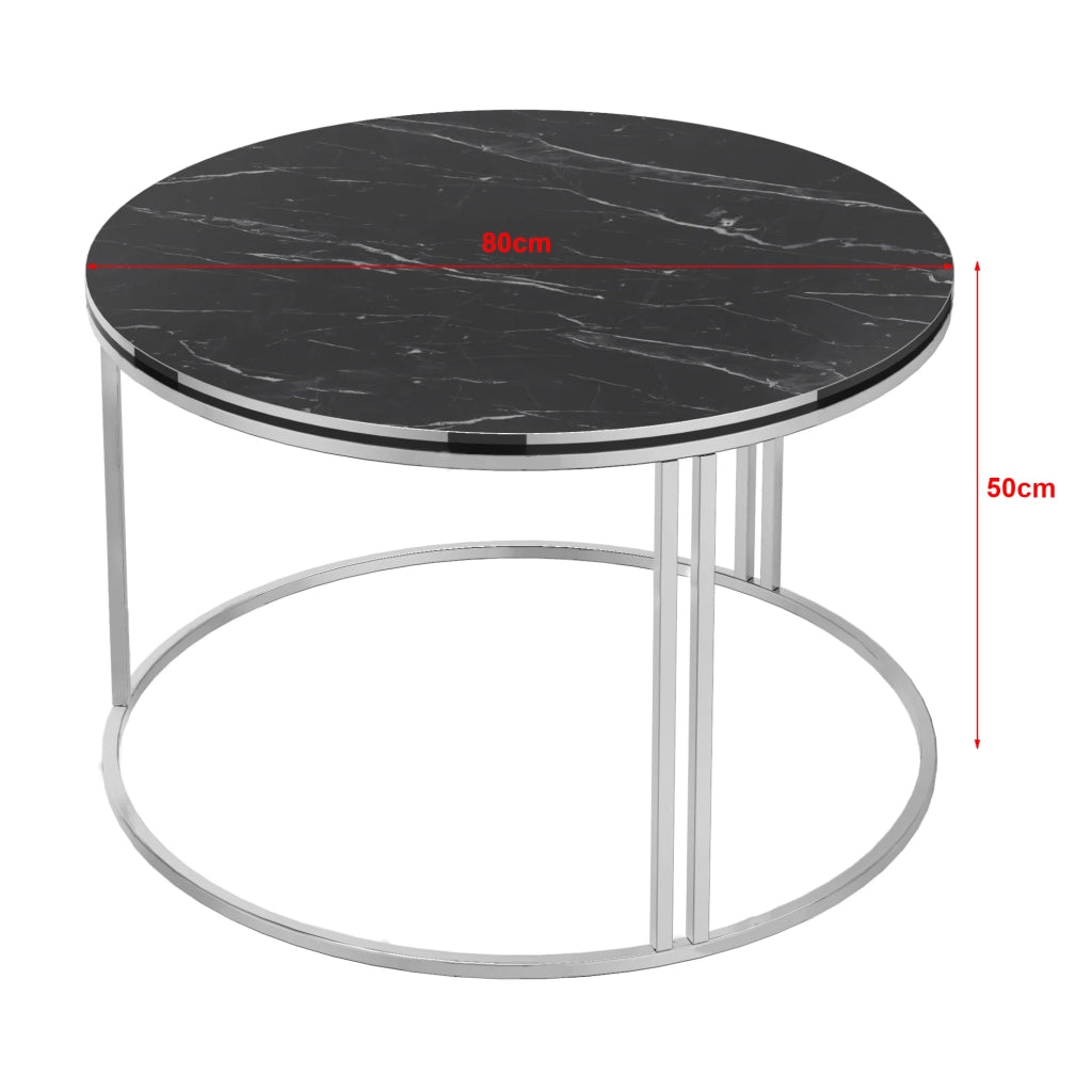 Tavolino rotondo 50 x 80 cm marmo nero e argento 03_0008425