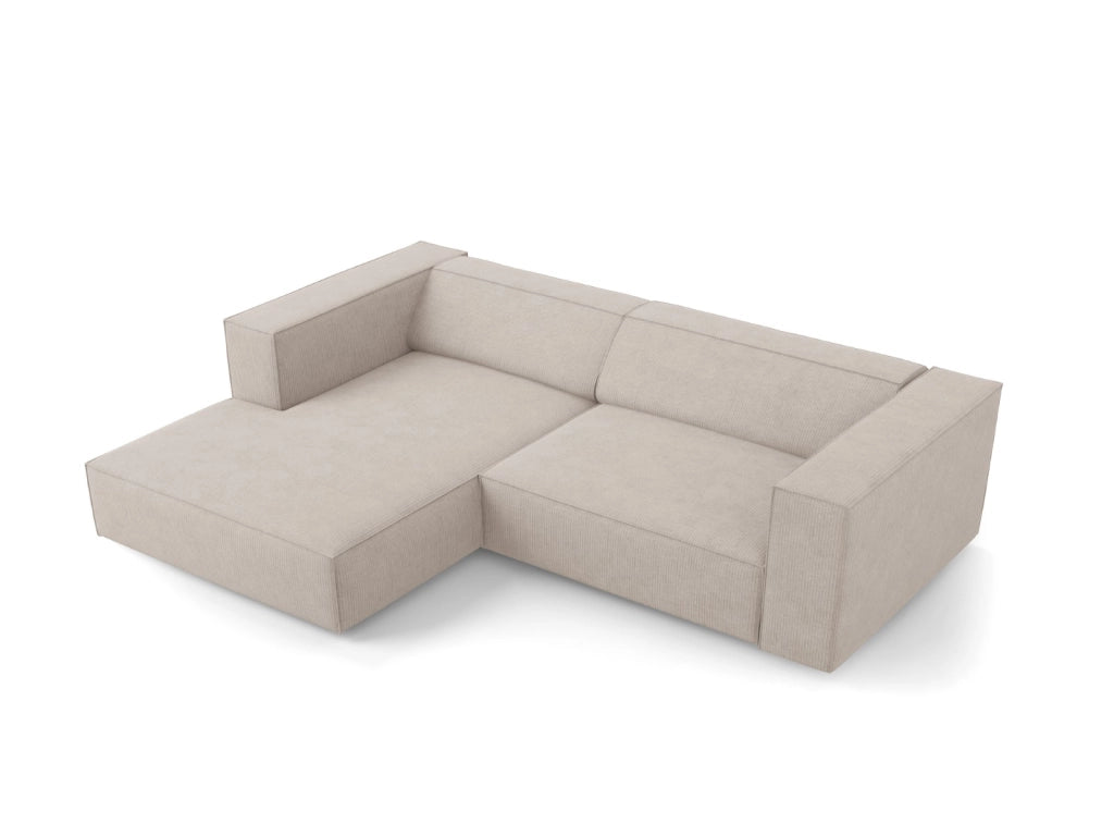 Cosmopolitan Design - Divano angolare sinistro "Arendal" 3 posti in ciniglia con effetto a coste beige scuro 