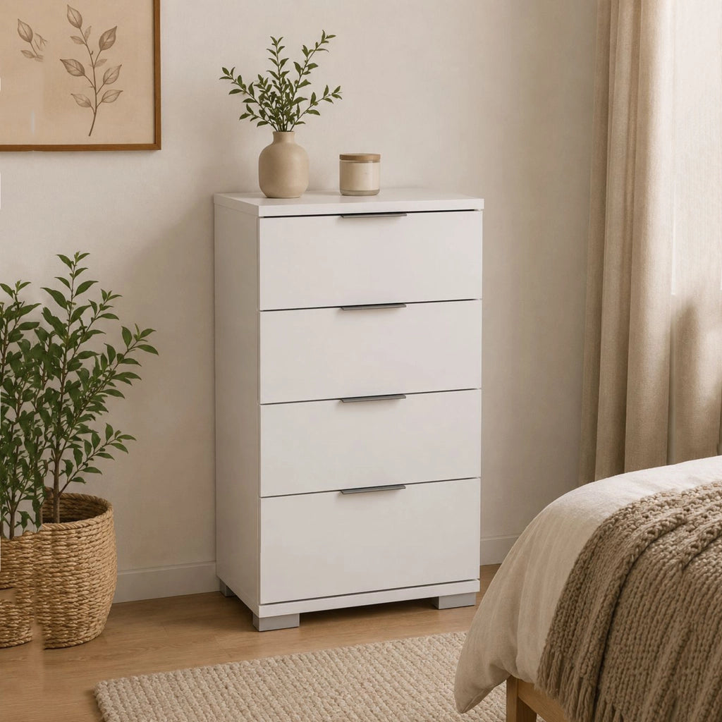 Laka, Cassettiera 4 Cassetti, 46x42x79h cm Bianco