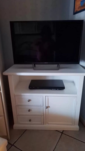 Porta tv in legno shabby chic bianco 84x40x75 (1378) - Mobili 2G