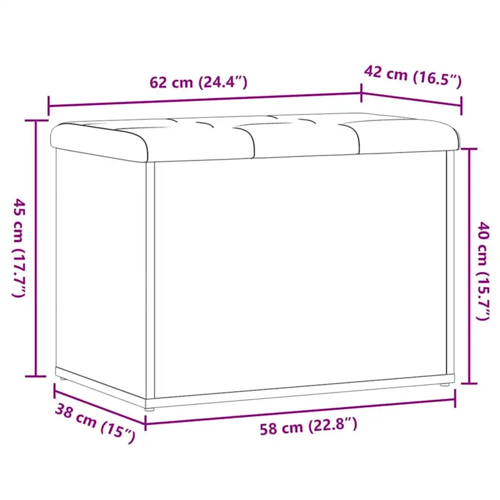 vidaXL Panca Portaoggetti Rovere Artigianale 62x42x45 cm in Truciolato