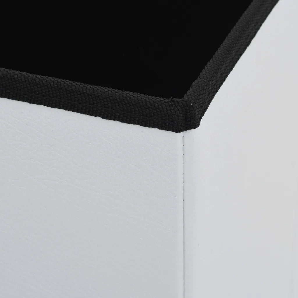 Sgabello Pieghevole con Contenitore Bianco in Similpelle 247082